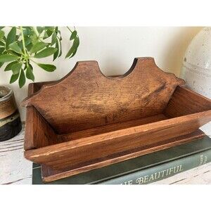 Vintage Primitive Wood Divided Flatware  Tray /Farmhouse / Country 12” x 9” HOME